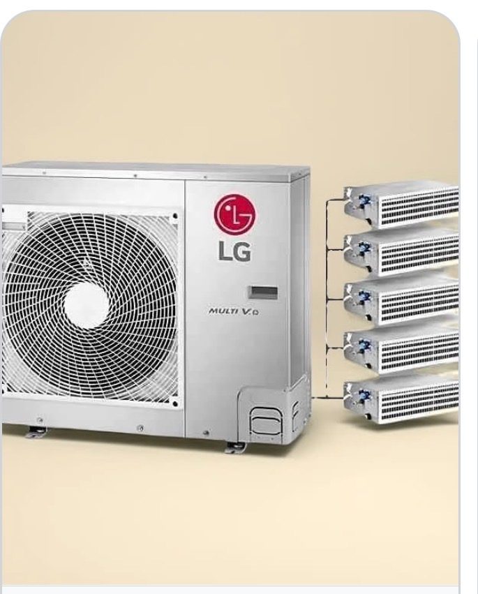 LG Multi V O outdoor condenser unit connected to five indoor air handlers
